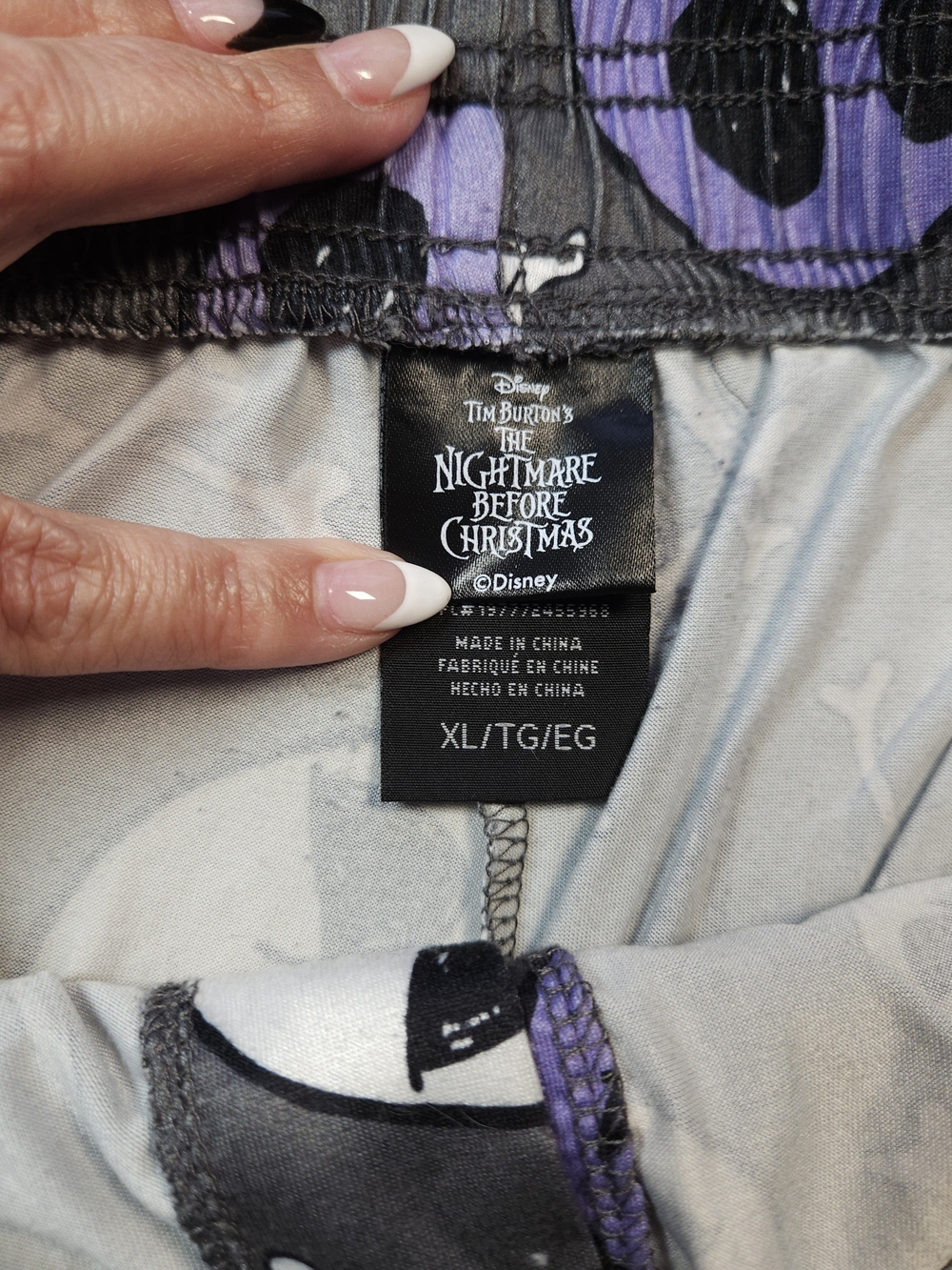 Disney Nightmare Before Christmas Unisex Gray & Purple Print Lounge Pants - Picture 4 of 7